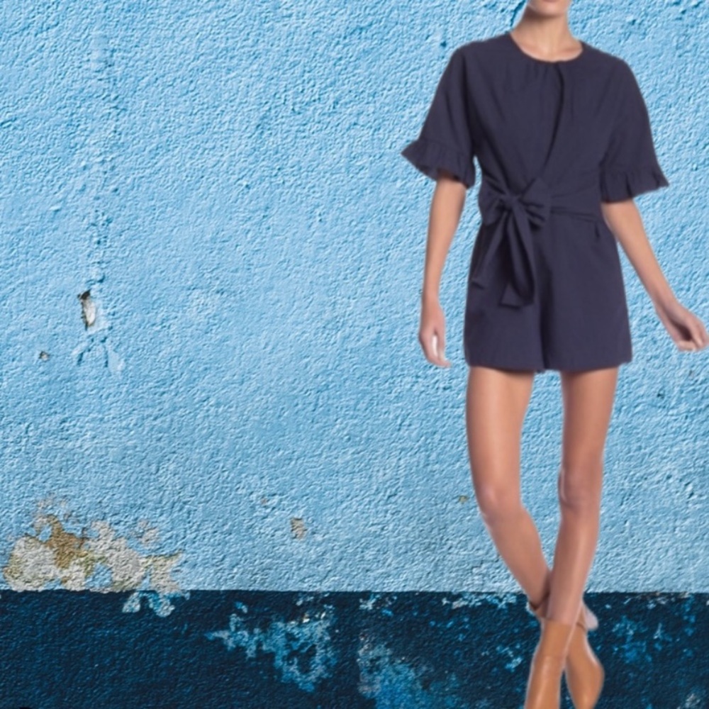 MINKPINK Seersucker Romper in Blue